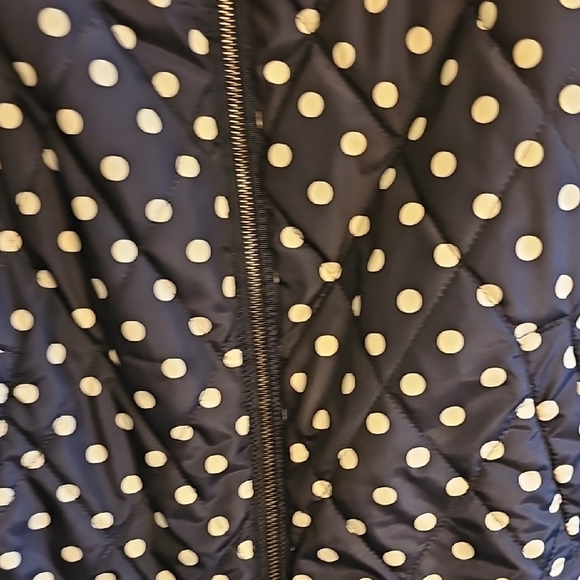 The Limited Navy White Puffer Vest Winter Fall Polka Dots Medium Women - Picture 3 of 5